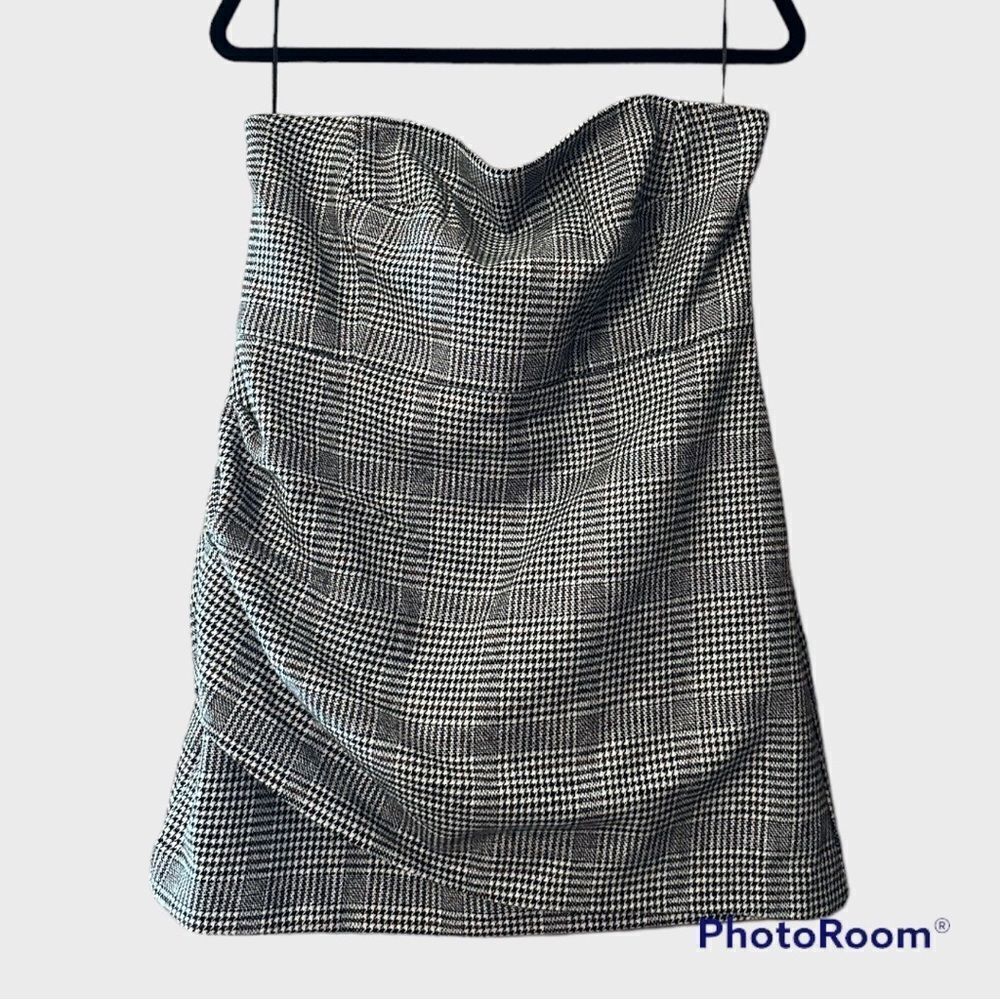 HOUSE OF HARLOW Rust Combo Strapless Plaid Mini Dress